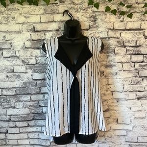 My Michelle Sleeveless White and Black Stripped Top Size L